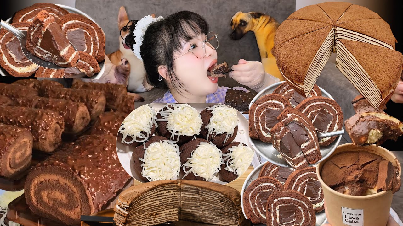 Mukbang Các Loại Bánh Ngọt Socola| Su Dẻo Kem Tuyết,Crepe Tiramisu Ngàn Lớp| Chocolate Cake Mukbang