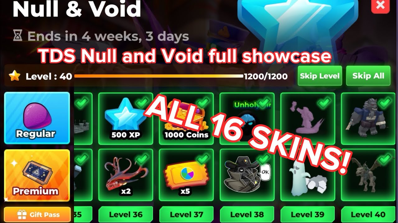 TDS 2025 battlepass null and void skin showcase 