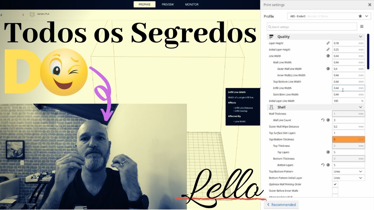 CURA - TUTORIAL | TODAS as CONFIGURAÇÕES do LELLO