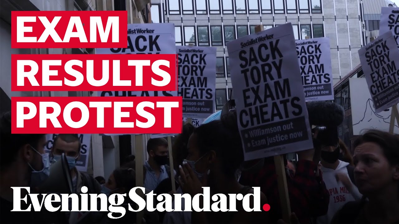Students protest outside the Department for Education as A Level anger mounts over 'unfair' process