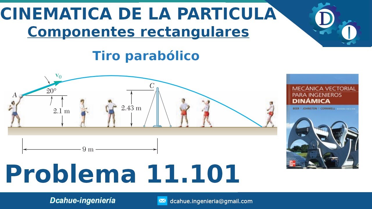 COMPONENTES RECTANGULARES DE VELOCIDAD Y ACELERACIÓN | TIRO PARABÓLICO | DINÁMICA | EJERCICIO 11.101
