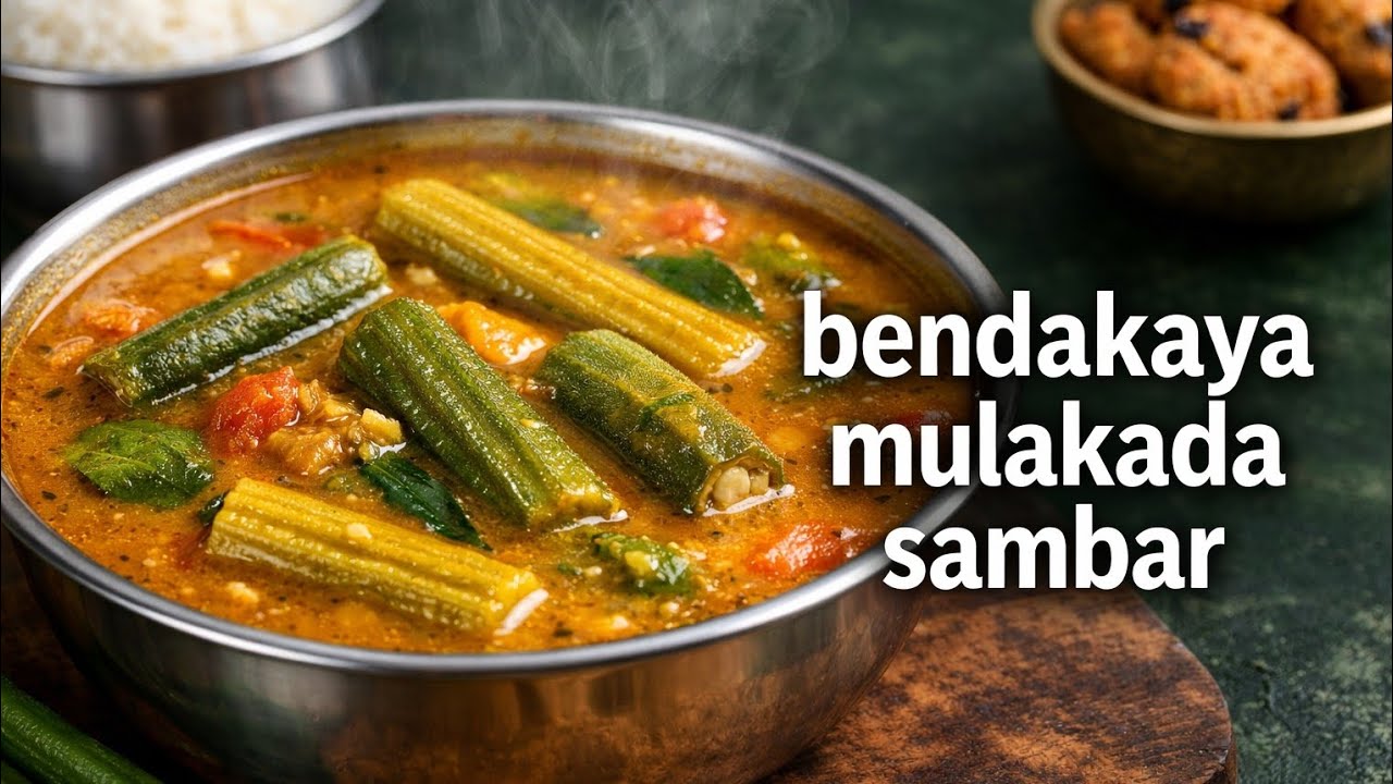 Bendakaya Mula kada Sambar Recipe | Easy South Indian Veg Sambar