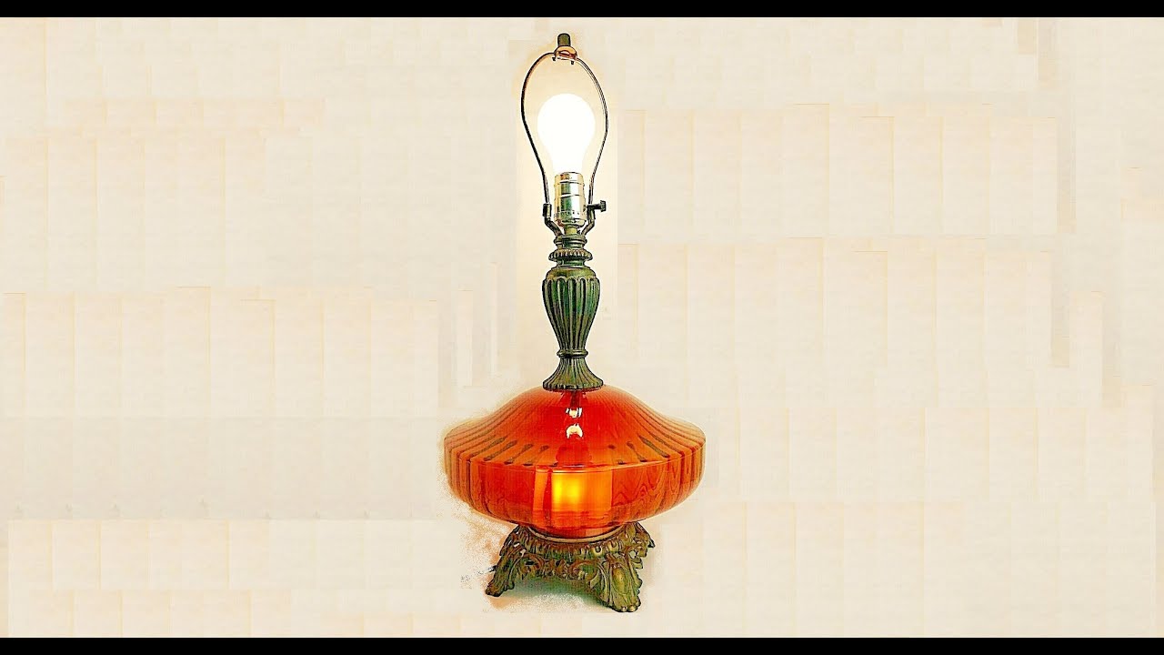 Amber Glass MCM Hollywood Regency Lamp w/ Accurate Casting Base #hollywoodregency #vintage