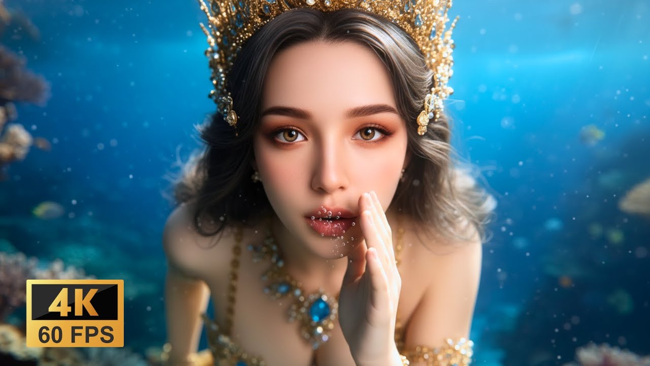 Blue Shadow Mermaid Calm | 4K Ultra Realistic Ambient Music | Fantasy Atlantis