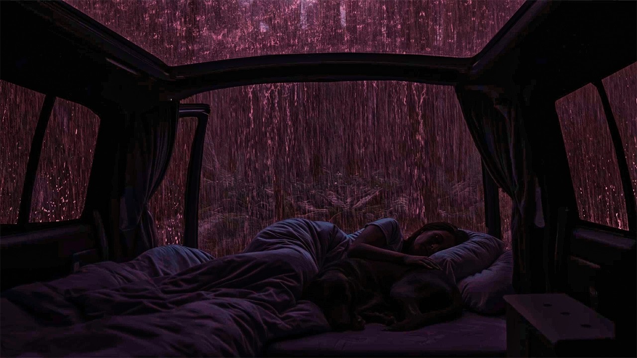 Reduce Stress 🌧️ Relax with HEAVY RAIN and Thunder in a Warm Car in the Middle of the Night