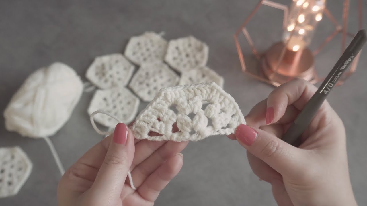 [코바늘] 하프 헥사곤 모티브 블랭킷 part 2 (모티브 빈자리 메우기) ㅣHalf hexagon motif.