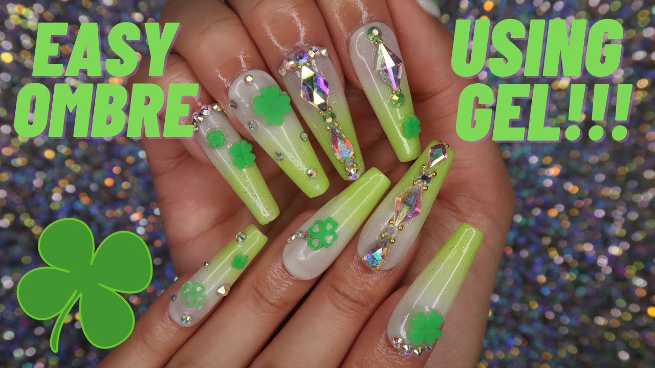 EASY OMBRE WITH GEL POLISH | Bling St. Patrick's Day Nail Art