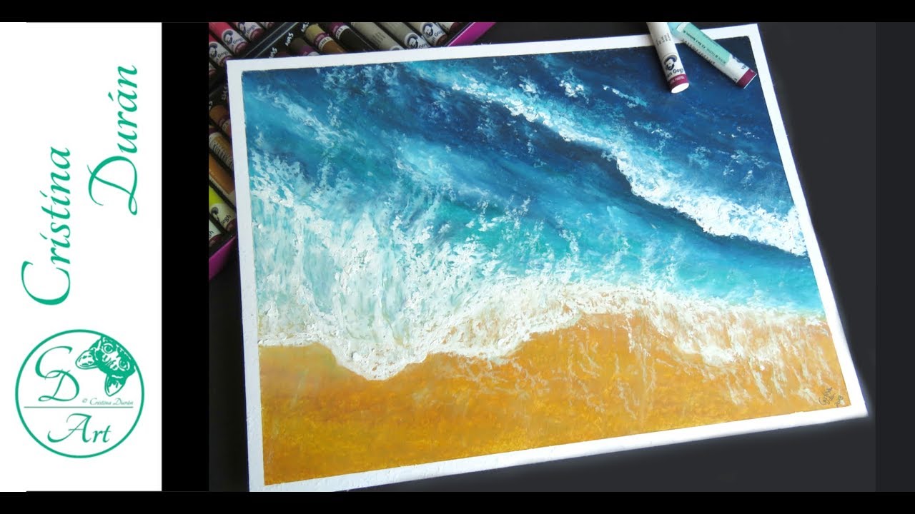 Experimenting with OIL PASTELS - Painting waves