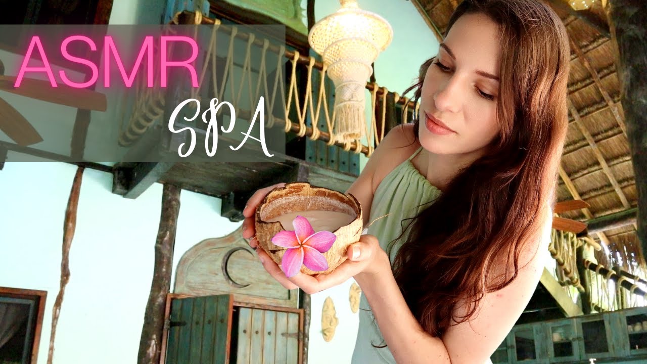 🌴  TROPICAL FACIAL SPA TREATMENT ○ ASMR in Tulum Mexico ○ Tingly Creams, Lids, Crinkly Packaging
