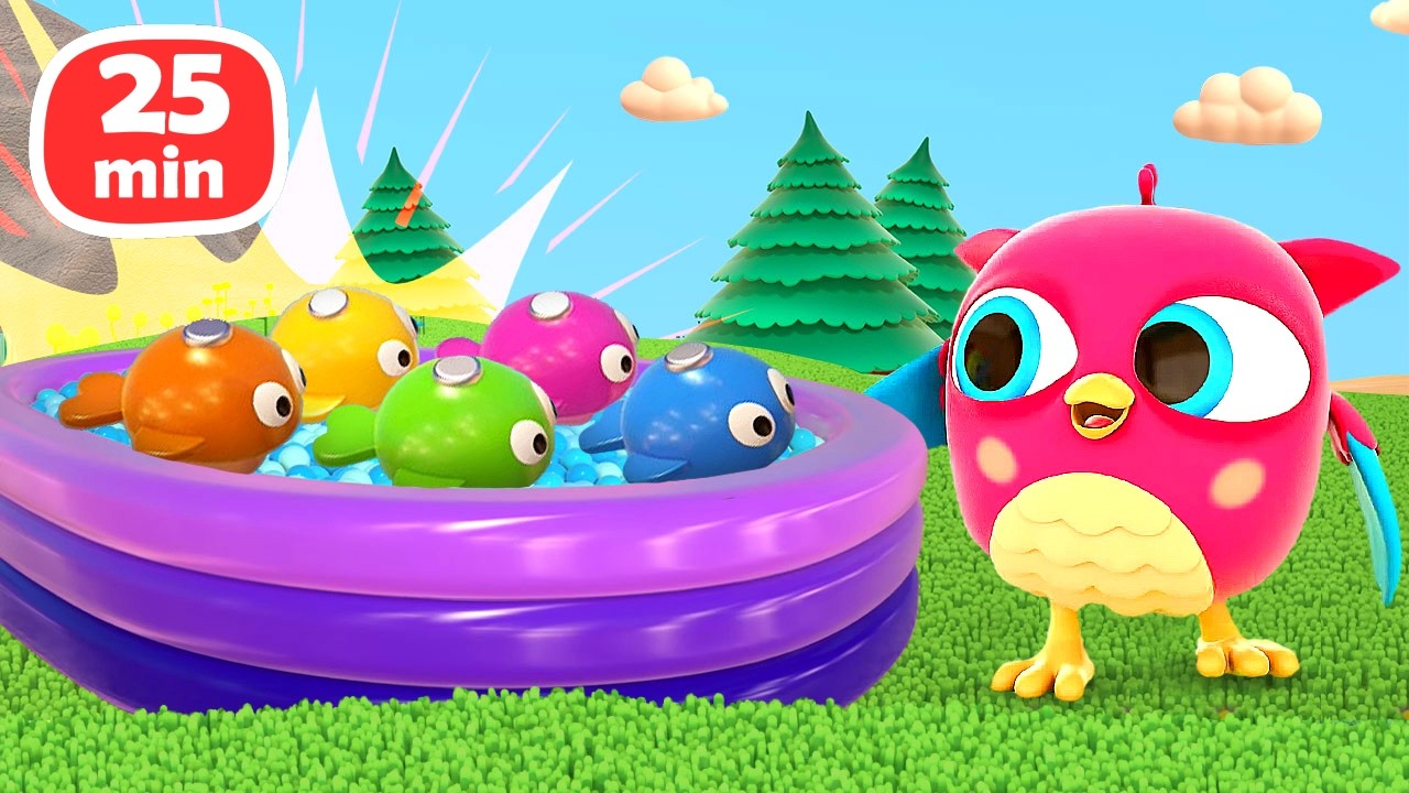 Birds Play with the Toy Fishing Set & More Toys