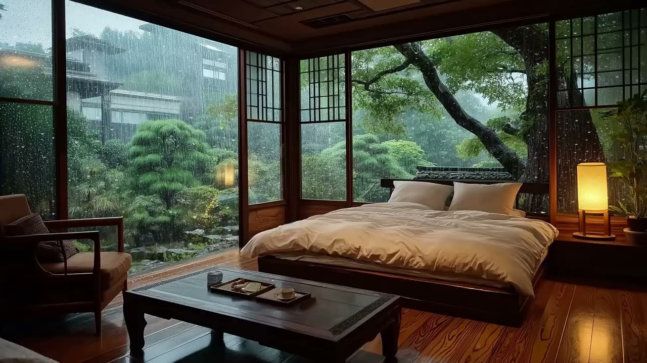 🌙🎹 Relaxing Piano Rain | Cozy Bedroom Rain & Piano for 3 Hours | Stress Relief Calm Mind Study Relax