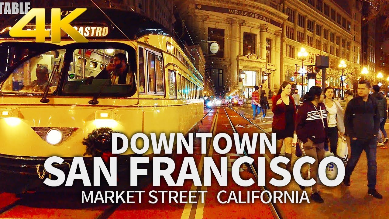 SAN FRANCISCO - Market Street Walk in Downtown San Francisco, California, USA, Travel, 4K UHD
