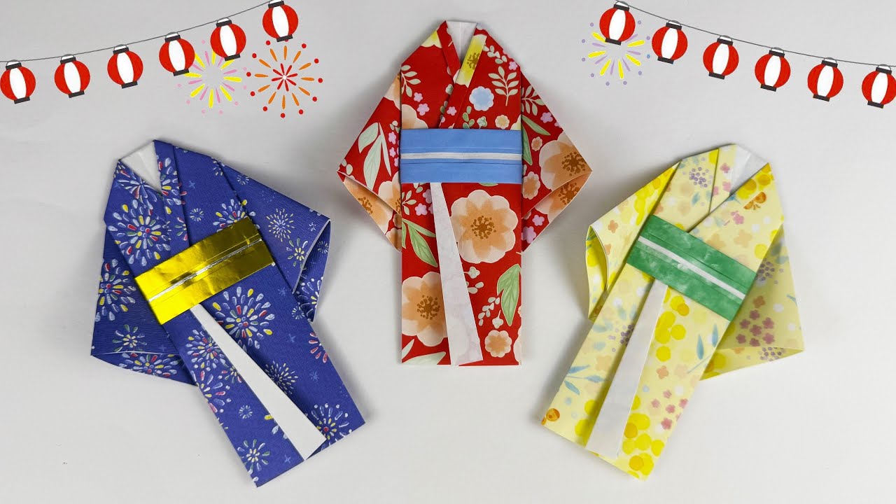 【折り紙】実は簡単な浴衣の作り方👘How to make paper Yukata#浴衣#yukata#юката#きもの#유카타#浴衣#祭り#夏#着物#和服#ゆかた#折り方#おりがみ#origami