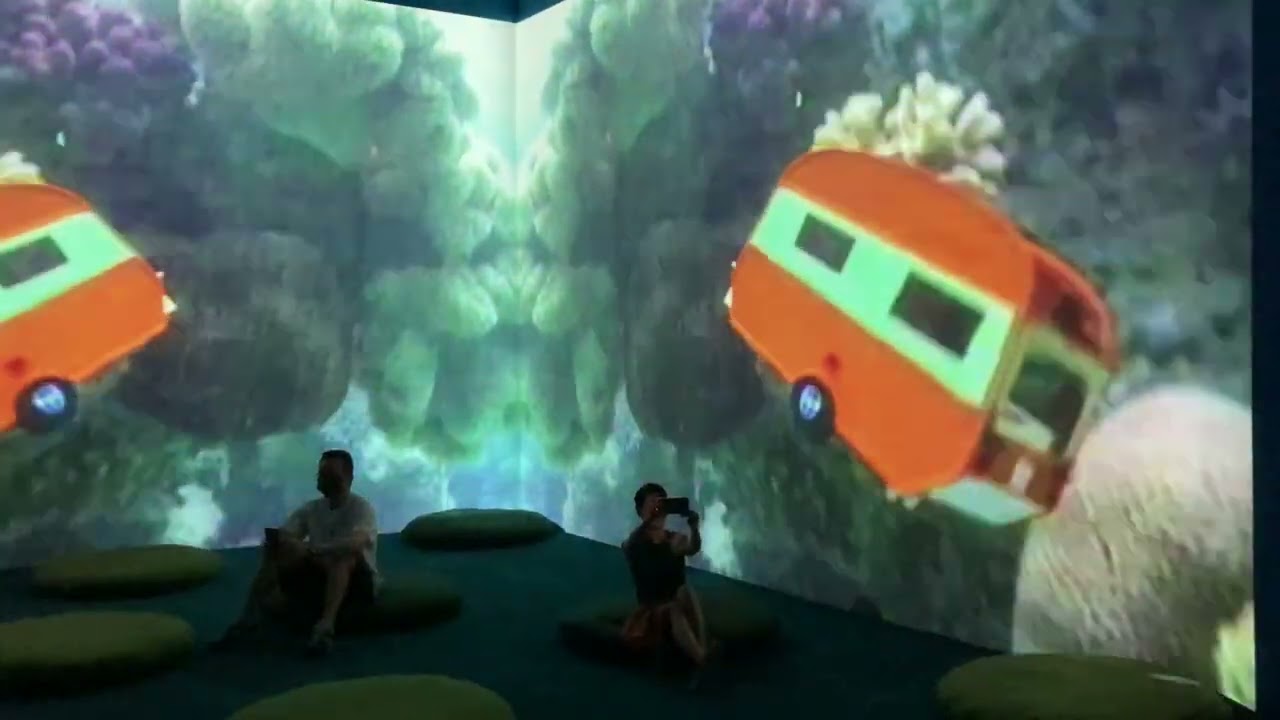Pipilotti Rist’s ‘Sip my Ocean’, a video projection (1996) displayed in Hong Kong, 15 November 2022.