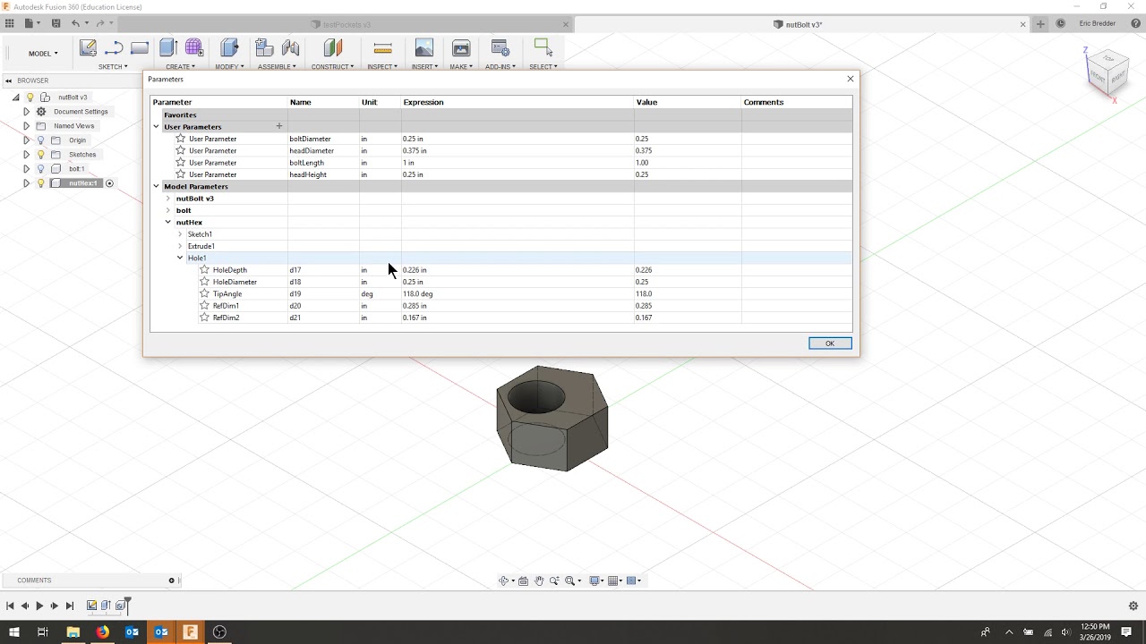 7-1: CAD 151 - Parametric Hex Nut (Better Audio)