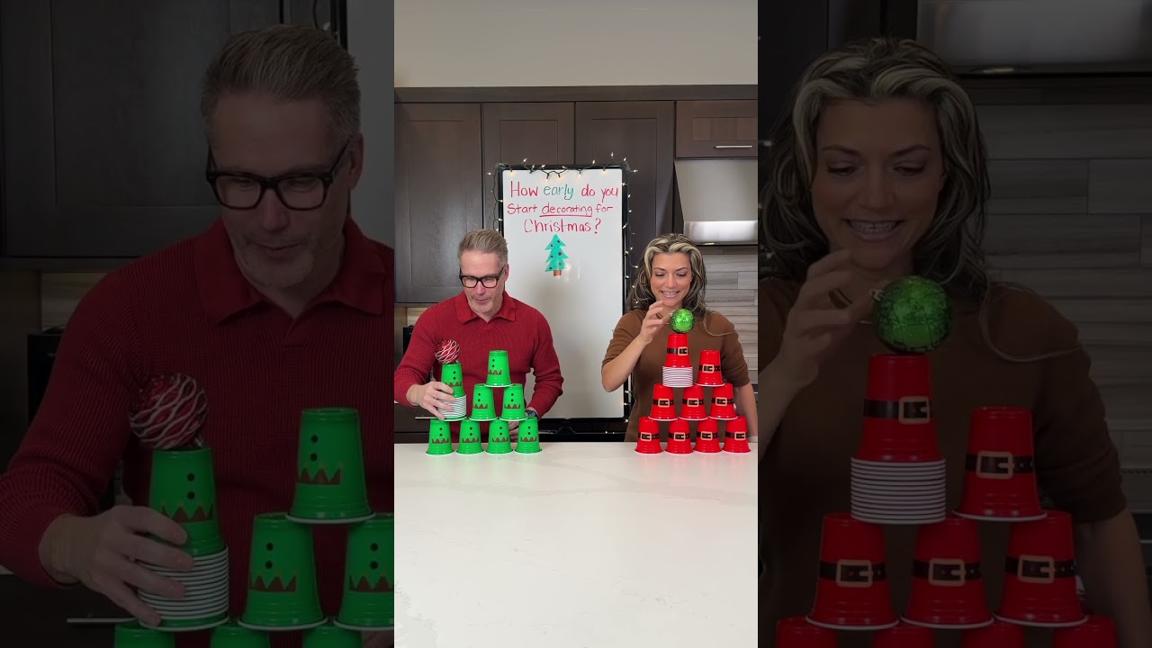 Holiday Cup Stack Race! #familygames #challenges #race #stacking #holidays
