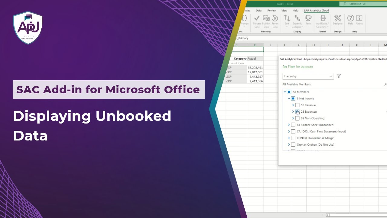 Displaying Unbooked Data in the SAC Add-in for Microsoft Office