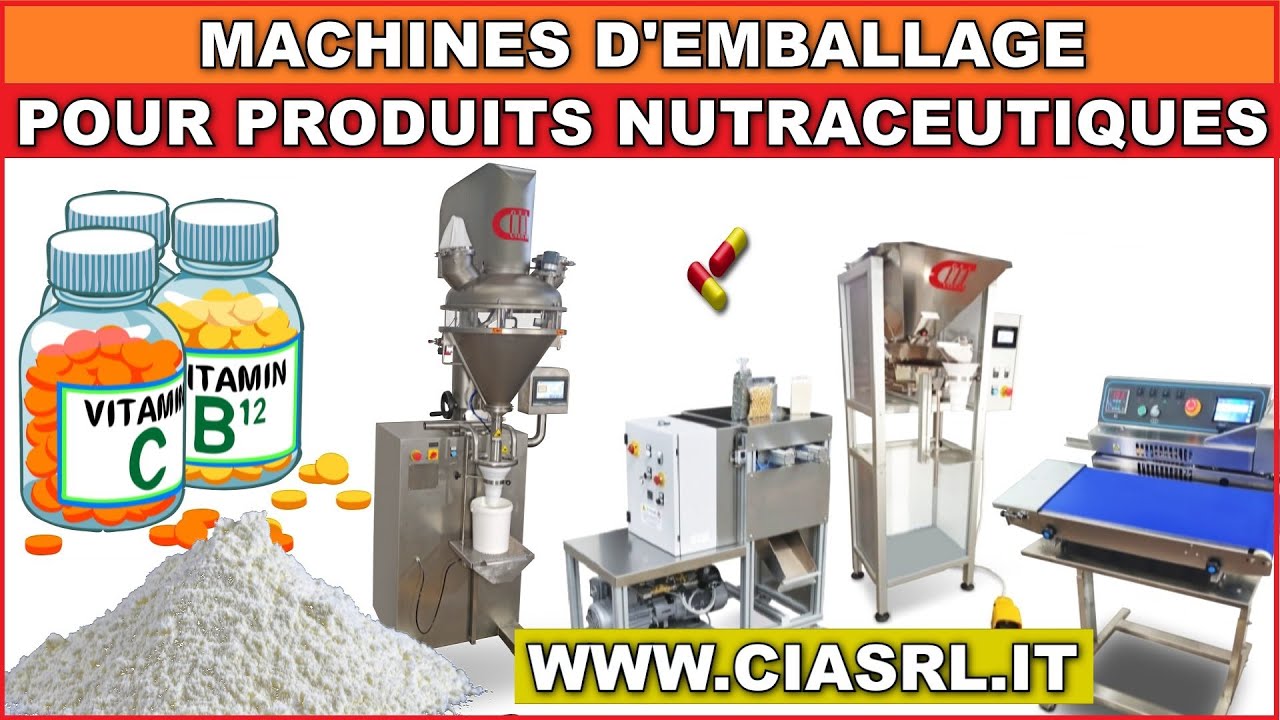 Machines d’emballage pour conditionner produits nutraceutiques granulaires ou poudre.