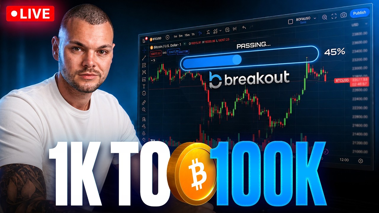 BITCOIN LIVE TRADING: $1K to $100K Prop Firm Challenge | EP 1