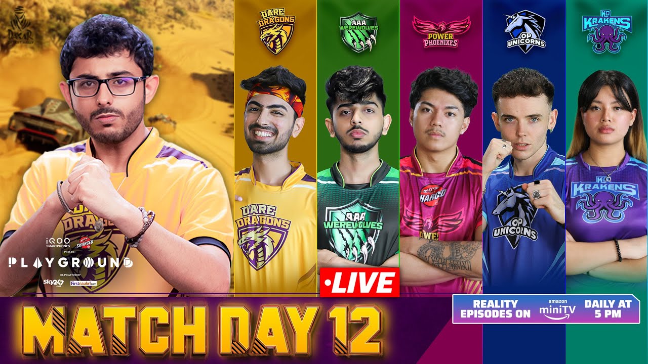 PLAYGROUND 2 MATCH DAY 12 LIVE | Ft CarryMinati, ScoutOP, Ashish, Triggered & Harsh Beniwal