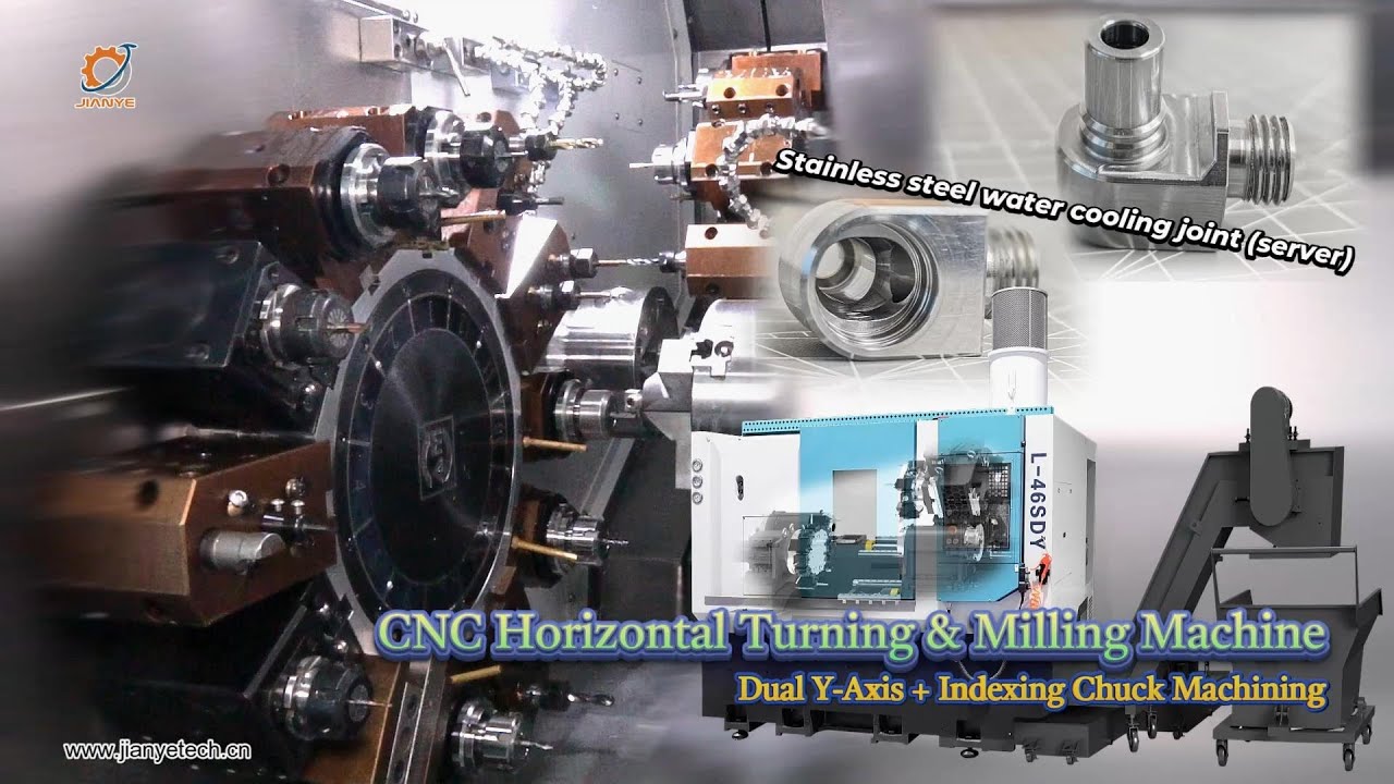 Dual Y-Axis Turret + Indexing Chuck Machining T-type Liquid-Cooling Connector for Servers