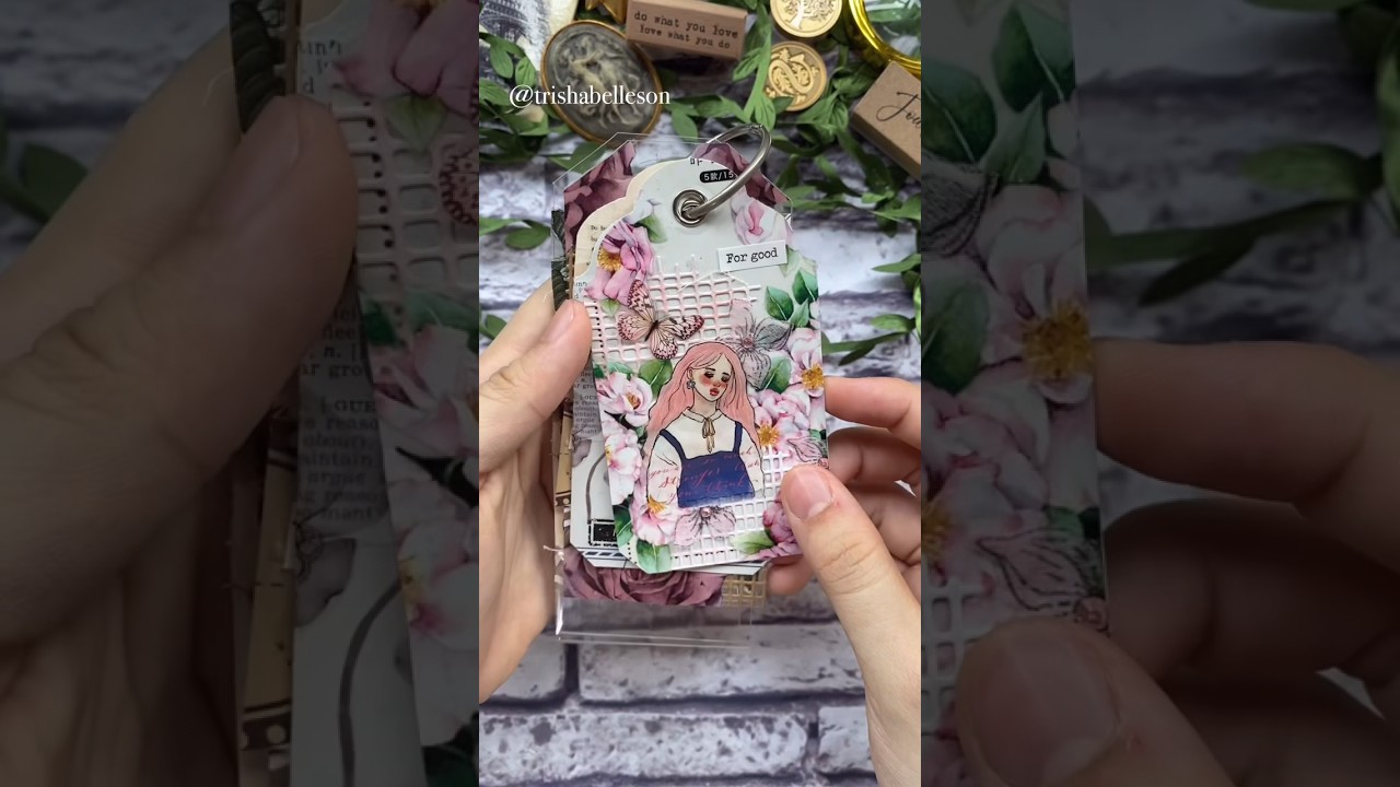 🌷ASMR TAG DECO🌷#journal #aesthetic #asmr #scrapbook #design #art #sound #shorts #tags #pink #girl