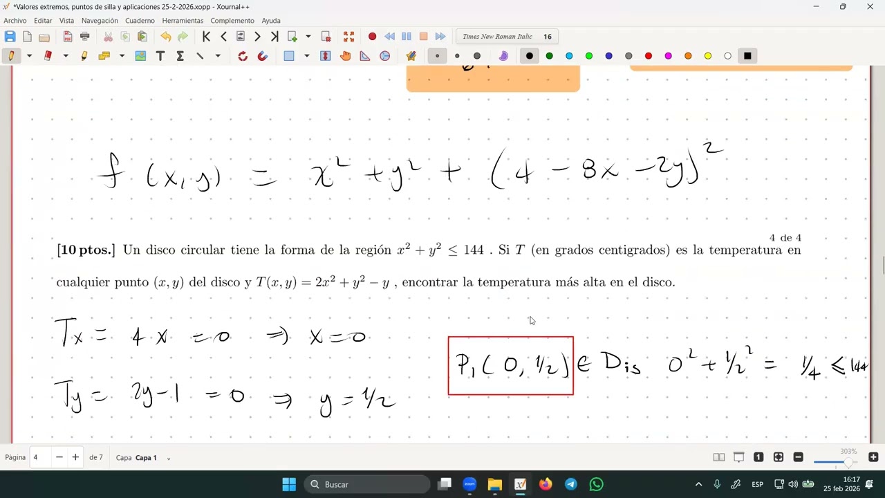 Optimizacion aplicada y extremos relativos 25 2 2026
