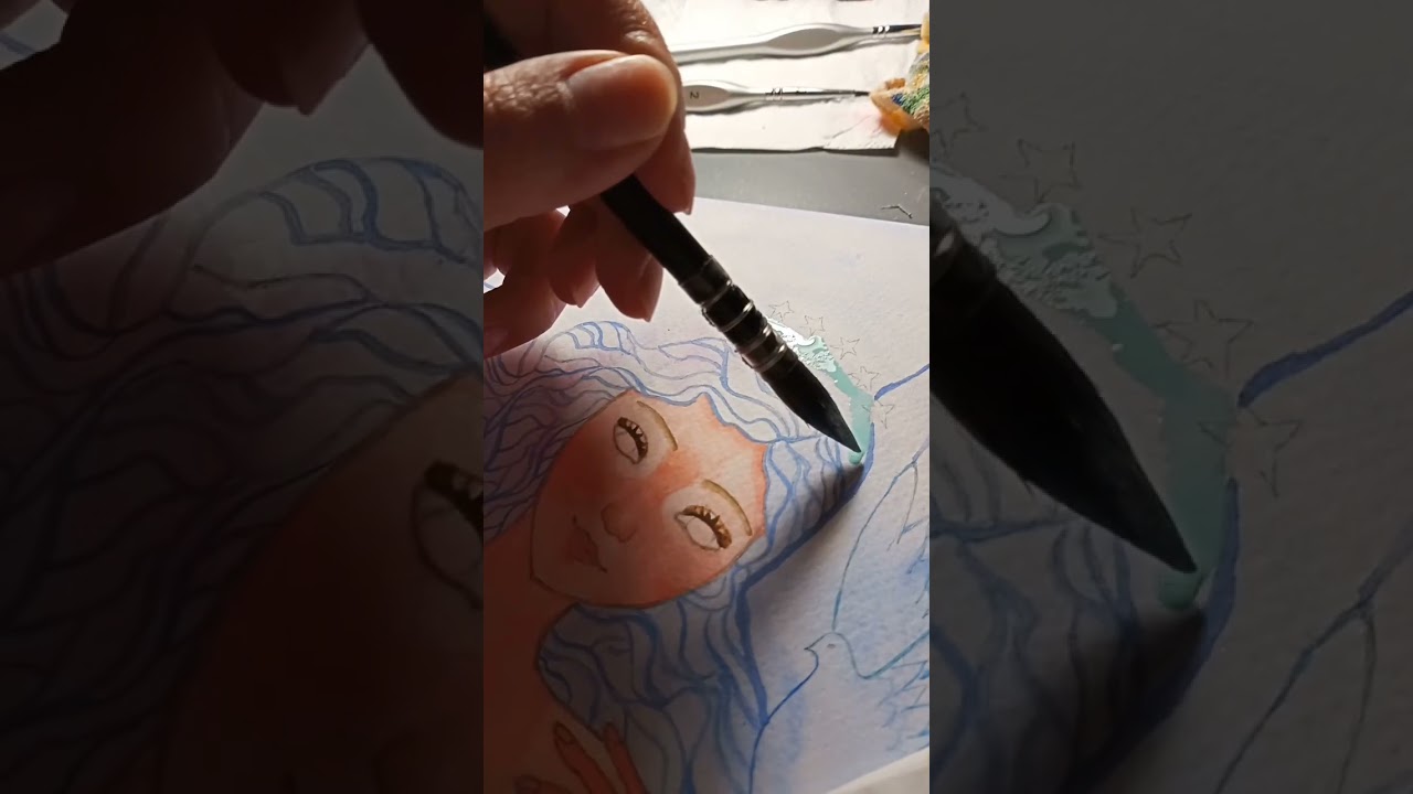 Christmas Angel Watercolor Painting Process
