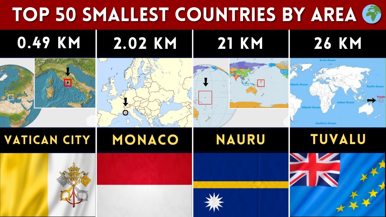 Top 50 smallest countries in the world on Earth 🌍😲