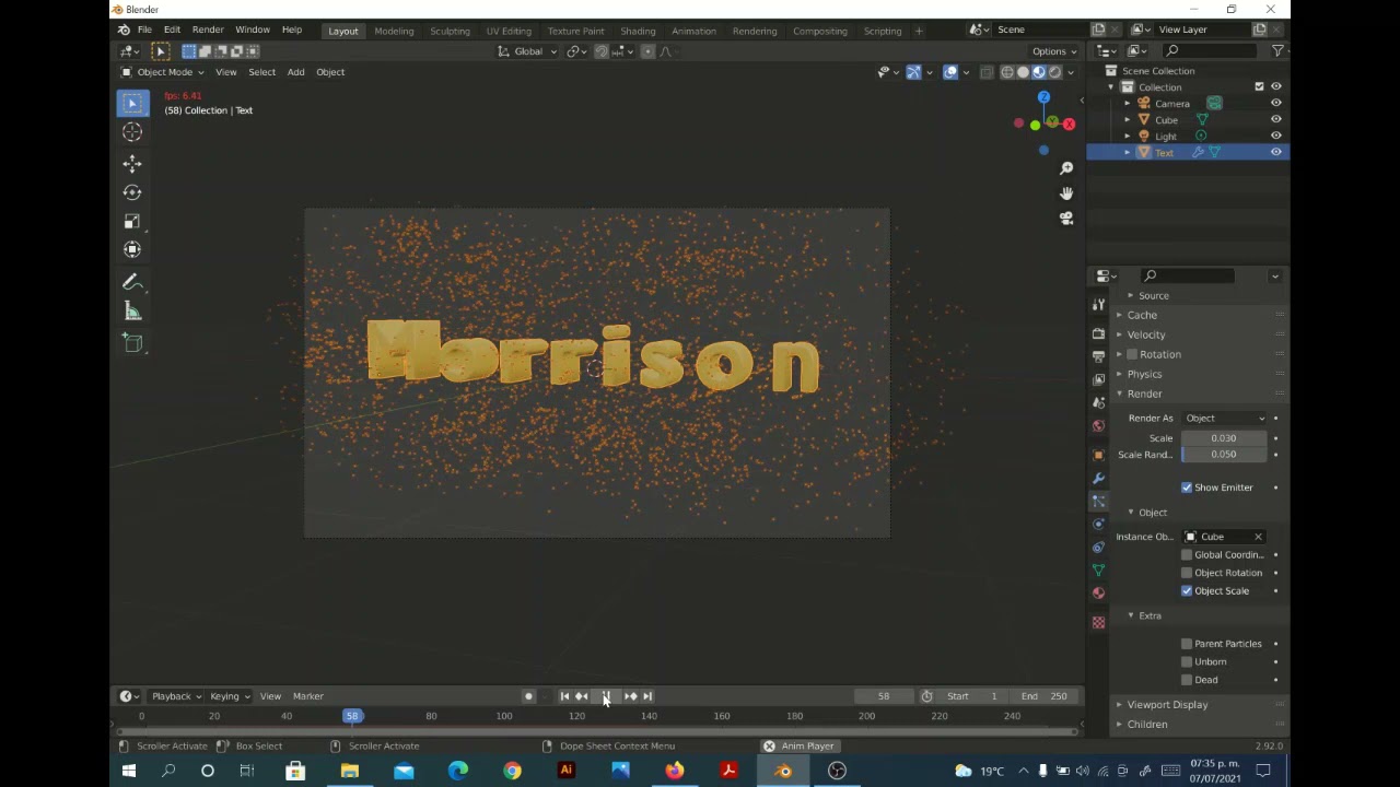 Partículas y Texto en Blender