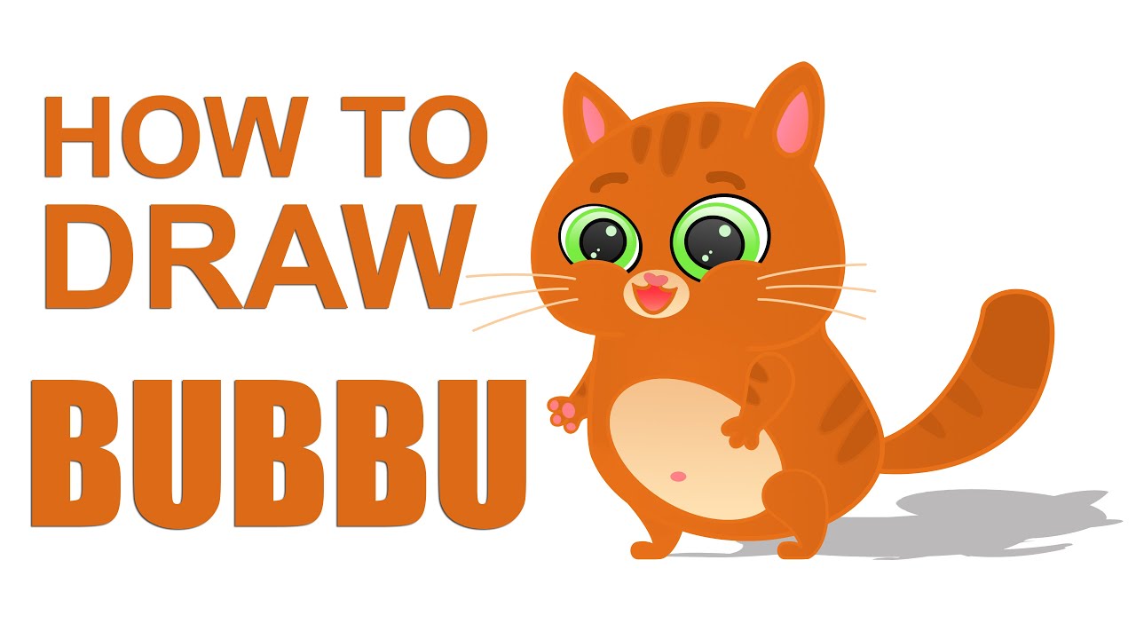 How to Draw BUBBU cat (How to Draw cat Bubbu). Online game cartoon character.