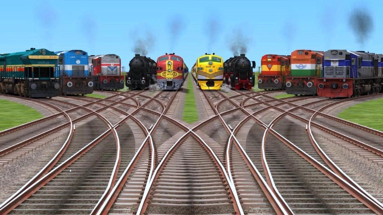 🇦🇪More Trains Run At Curve Branches X Railroad crossing tracks || icf coaches shunting locomotive