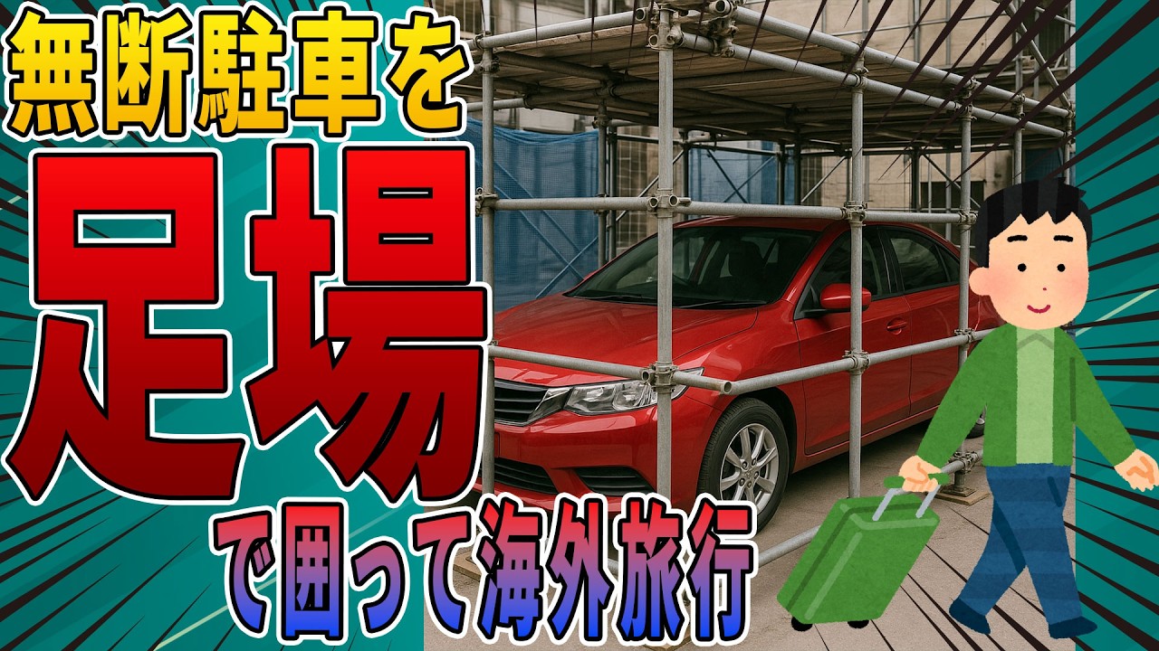 【無断駐車の復讐】私の借りているスペースに無断駐車されているので、足場で囲って2週間のバカンスへ出発