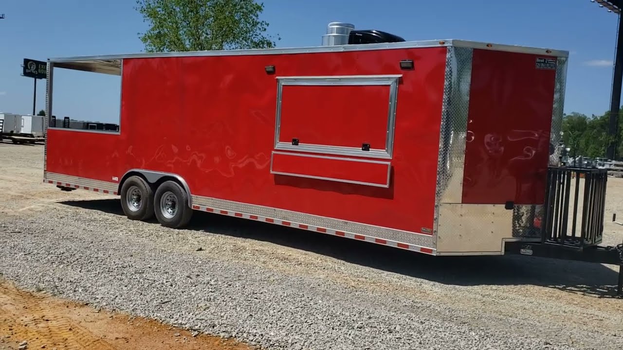 28 ft semi turn key concession bbq porch trailer enclosed. finished. 8.5x28