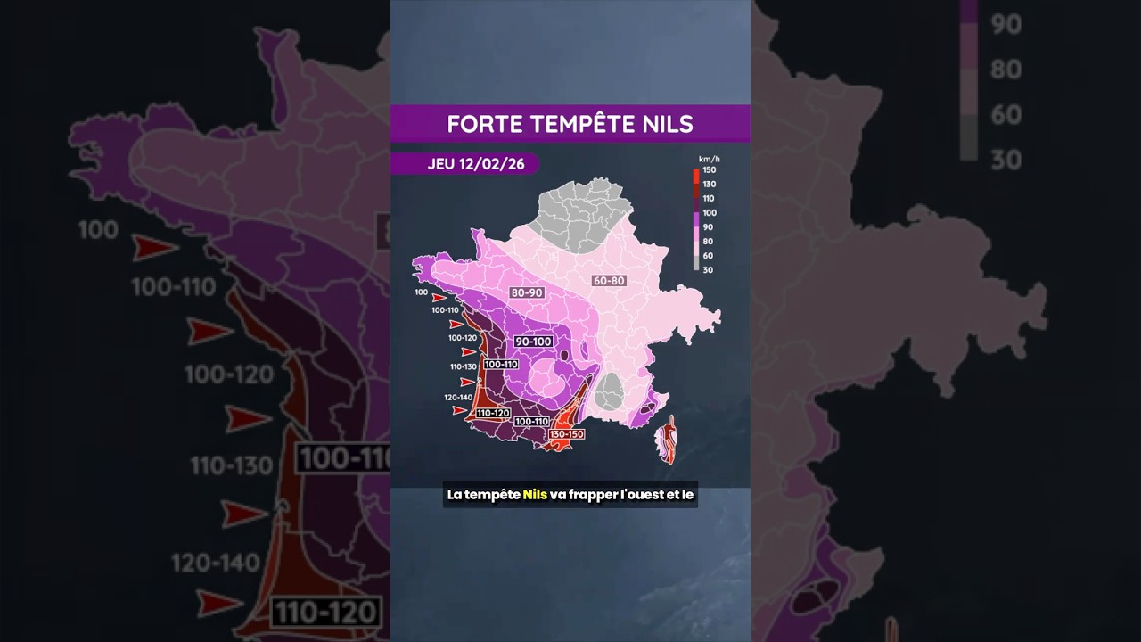 🌀 Forte temp&ecirc;te Nils ce jeudi 12 f&eacute;vrier 2026