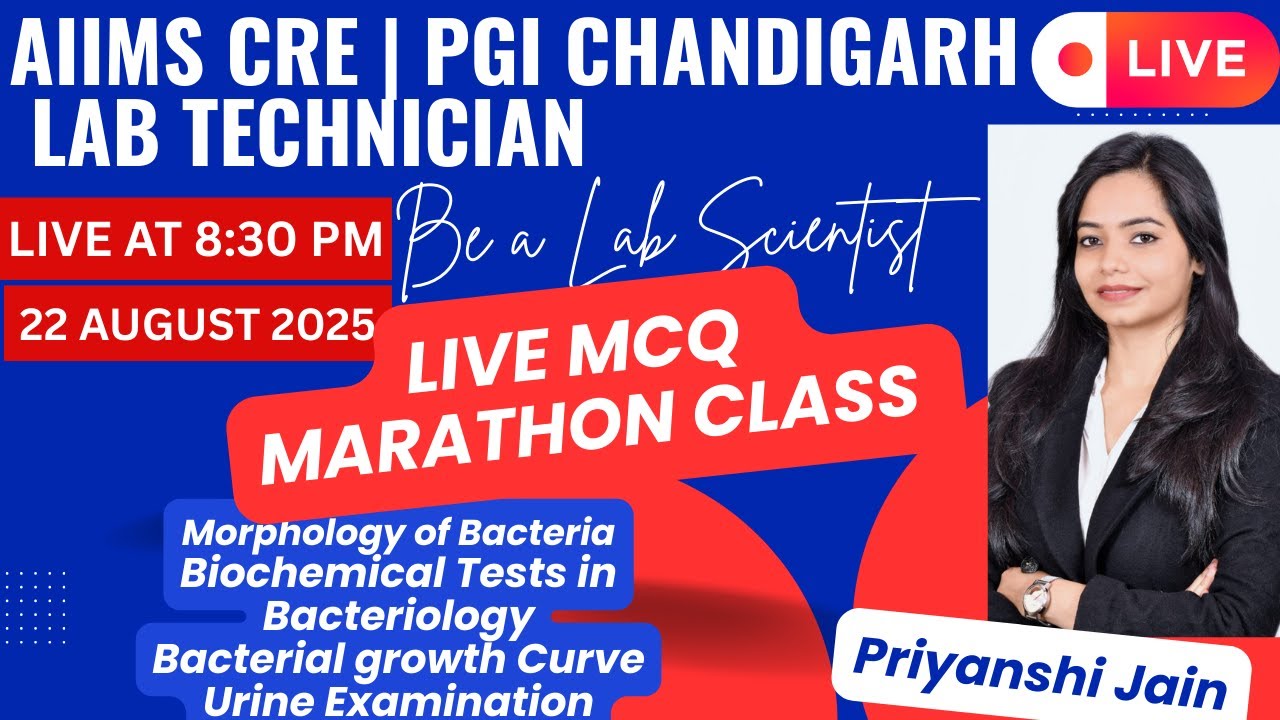 AIIMS CRE EXAM | PGI | LAB TECHNICIAN | LIVE MCQ CLASS | PRIYANSHI JAIN | MARATHON CLASS