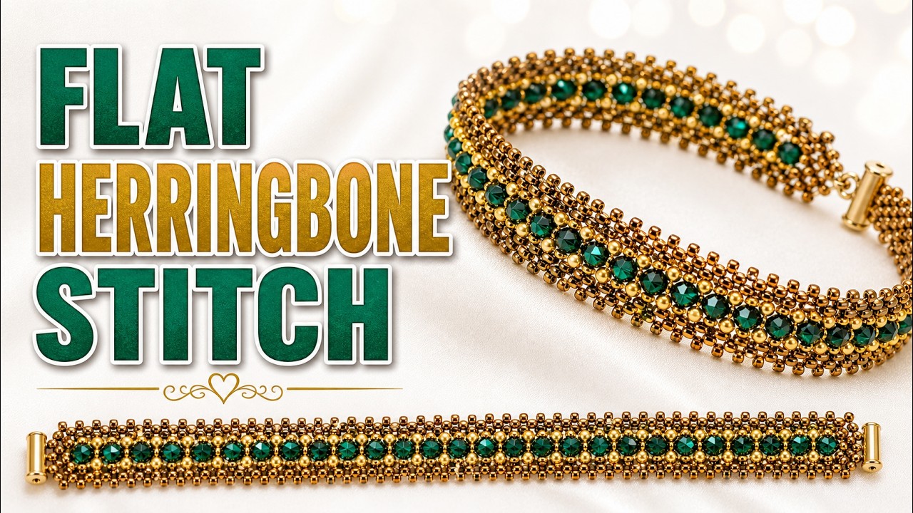 How to Make  a Crystal  Bracelet - Flat Herringbone Stitch