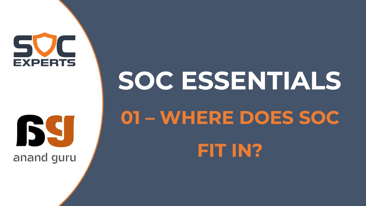 SOC Experts - Anand Guru - SOC Essentials - 01 Where does SOC fit in?