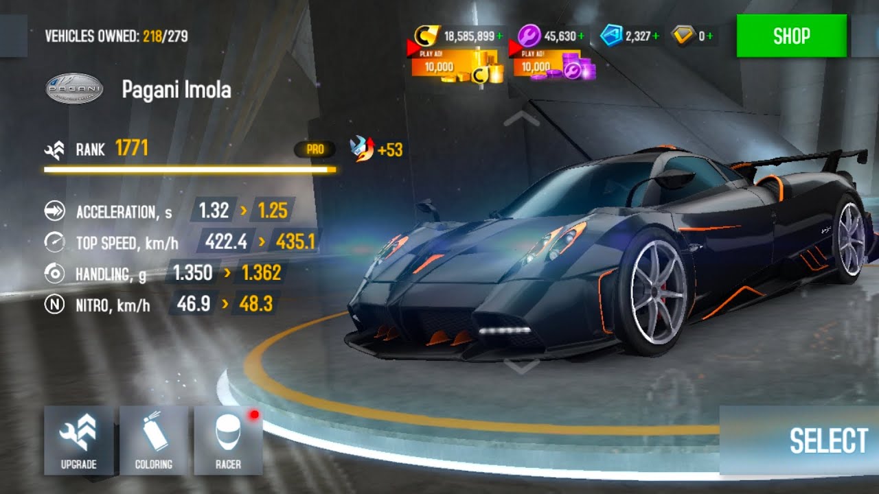 ASPHALT8 MULTIPLAYER PAGANI IMOLA TEST MAX UPGRADE