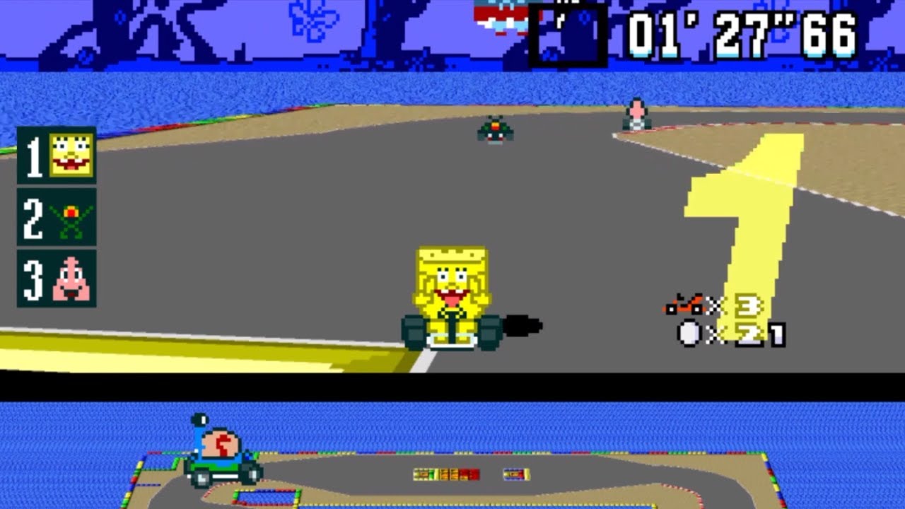 Super Mario Kart Hack: Super SpongeBob Kart in HD 16:9 / SNES / bsnes