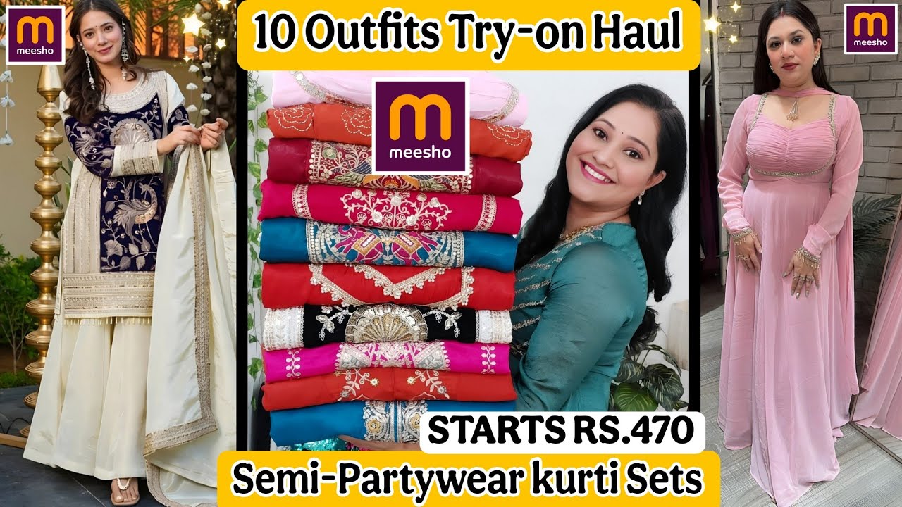 🌸2026 Meesho Semi-Partywear kurti Set Haul❤️START Rs.470✨️Meesho kurti Haul🌸Meesho Shopping Haul
