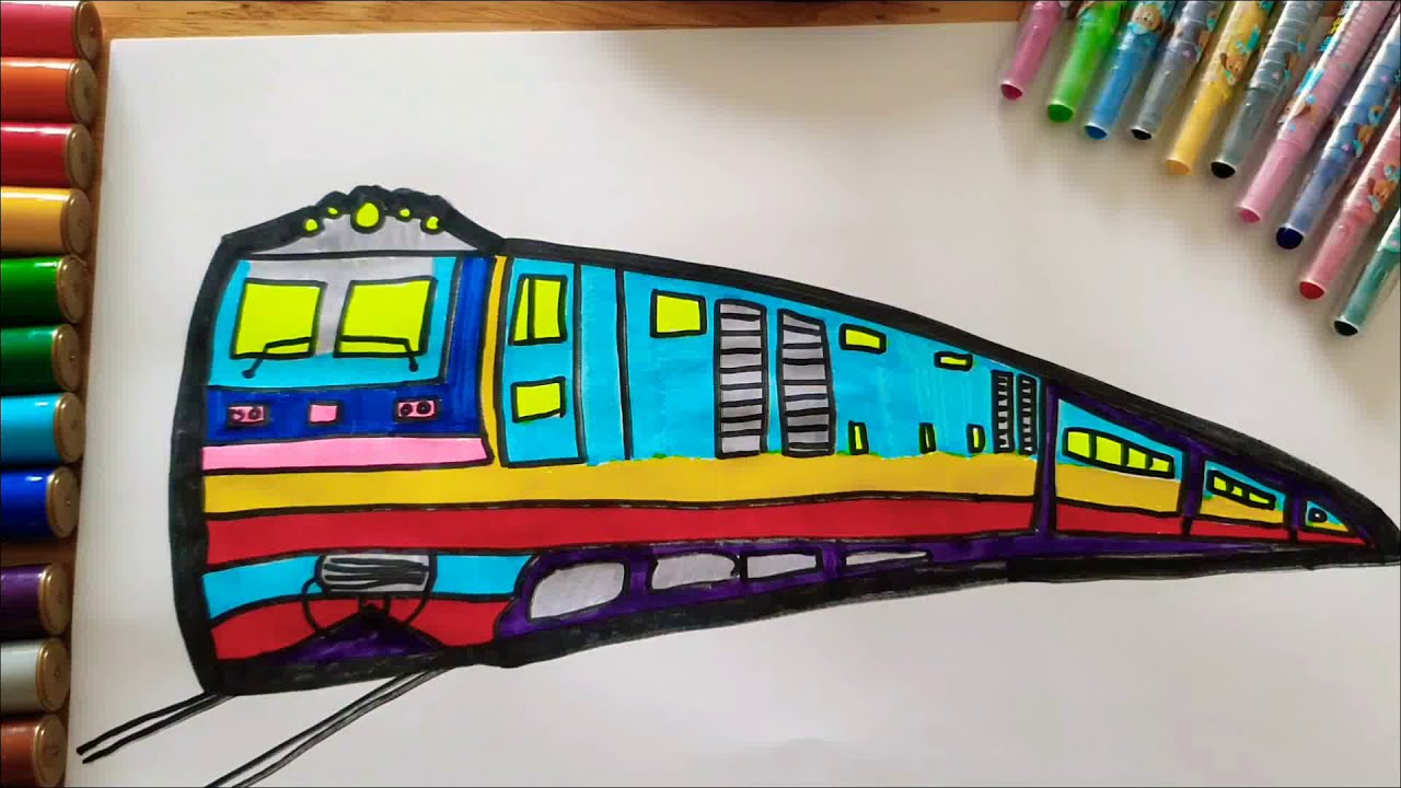 How to draw a train/Learn colors/ vẽ và tô màu tàu hỏa/Ndn art