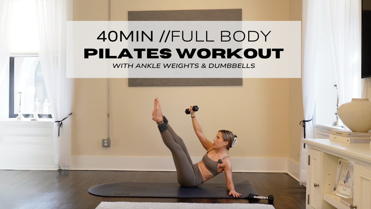 40 MIN FULL BODY PILATES AT HOME WORKOUT | WITH ANKLE WEIGHTS & DUMBBELLS | full body home workout