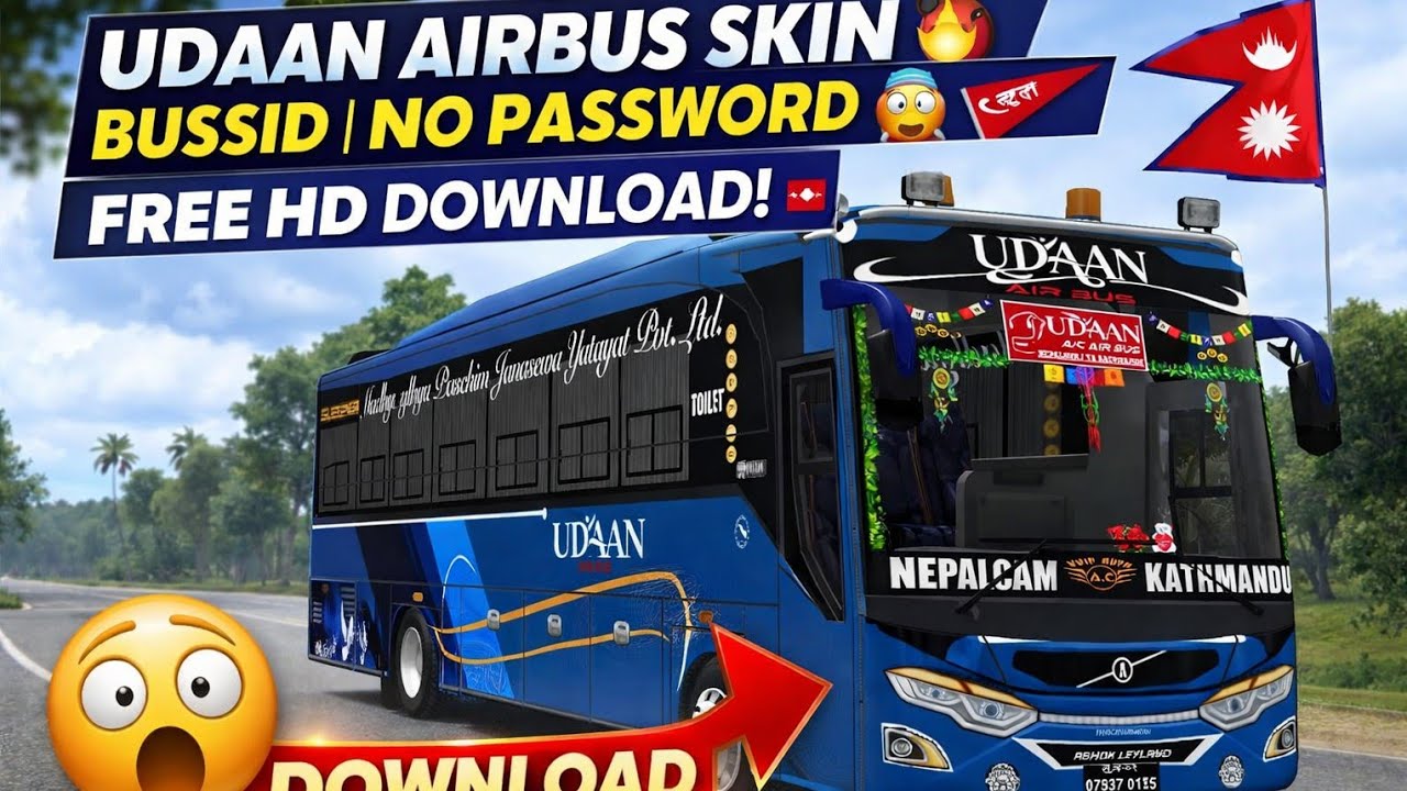 UDAAN AIRBUS SKIN 🔥 BUSSID | NO PASSWORD 😱 FREE HD DOWNLOAD!