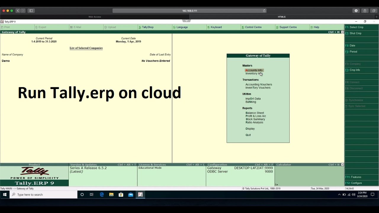 Work from home for Business / Run Tally.ERP on Cloud / Run Business on Cloud