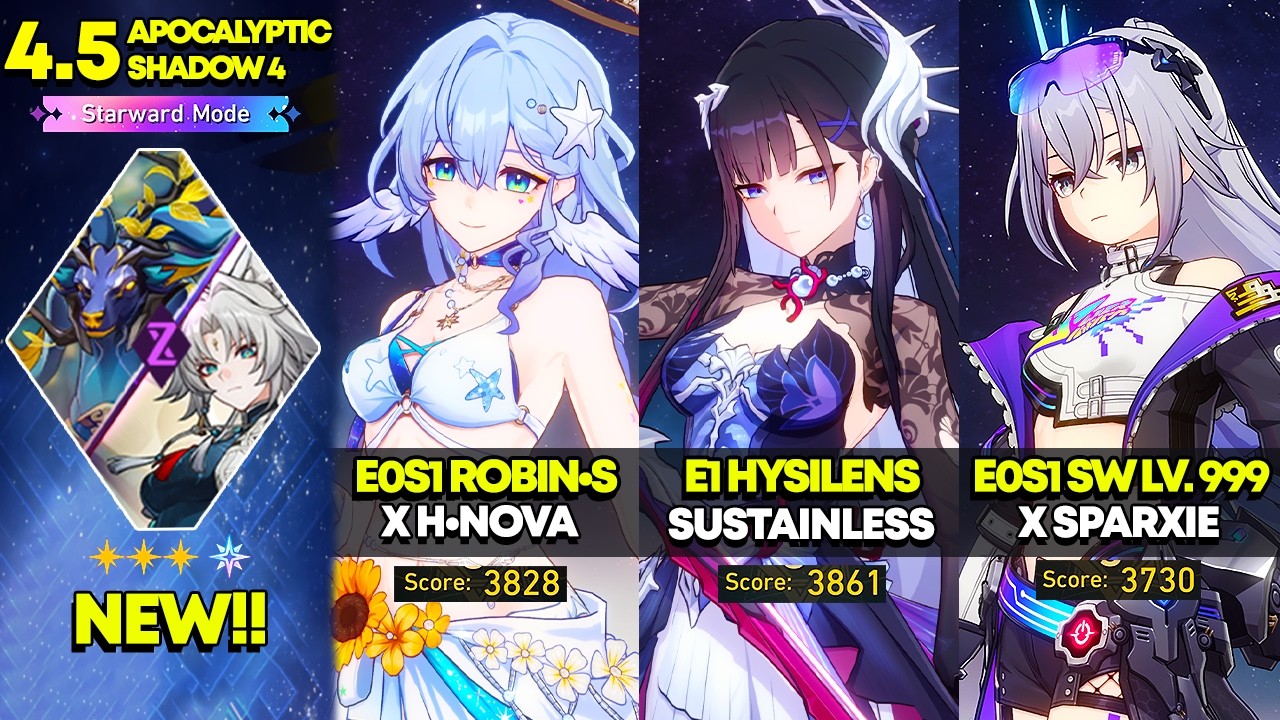 NEW Apocalyptic Shadow 4.5: Starward Mode | E0S1 Robin SP, E1 Hysilens, E0S1 SW Lv. 999 | HSR 4.5