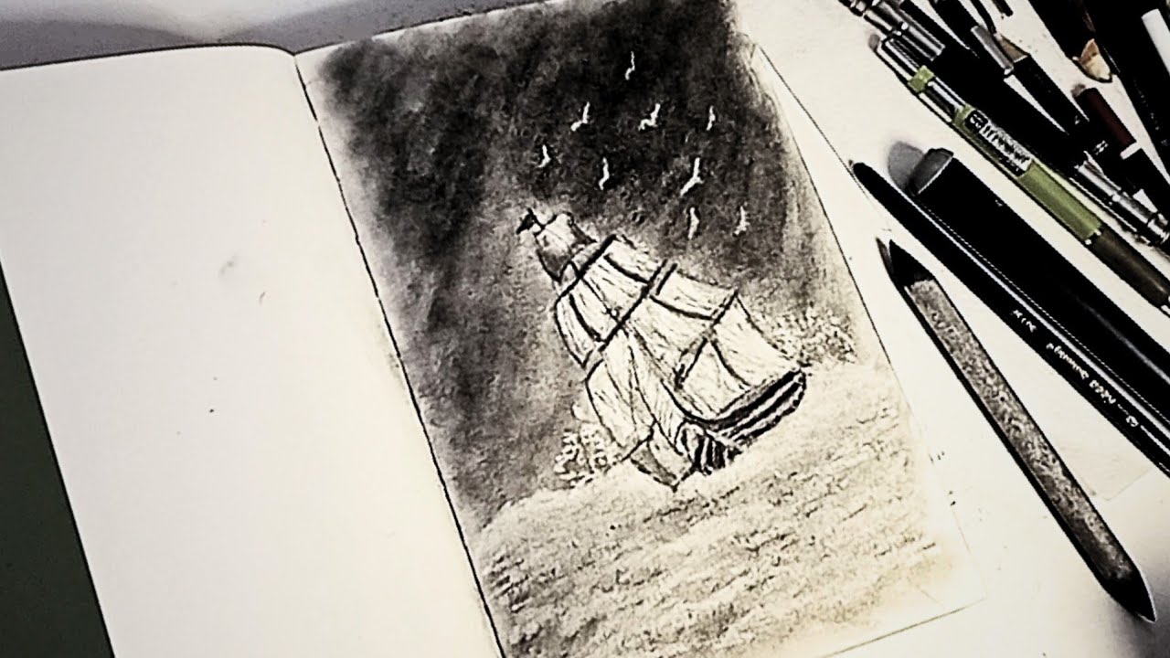 A Journey Through Time: Stormy Sailboat in a Van Gogh Sketchbook 📖⚓️