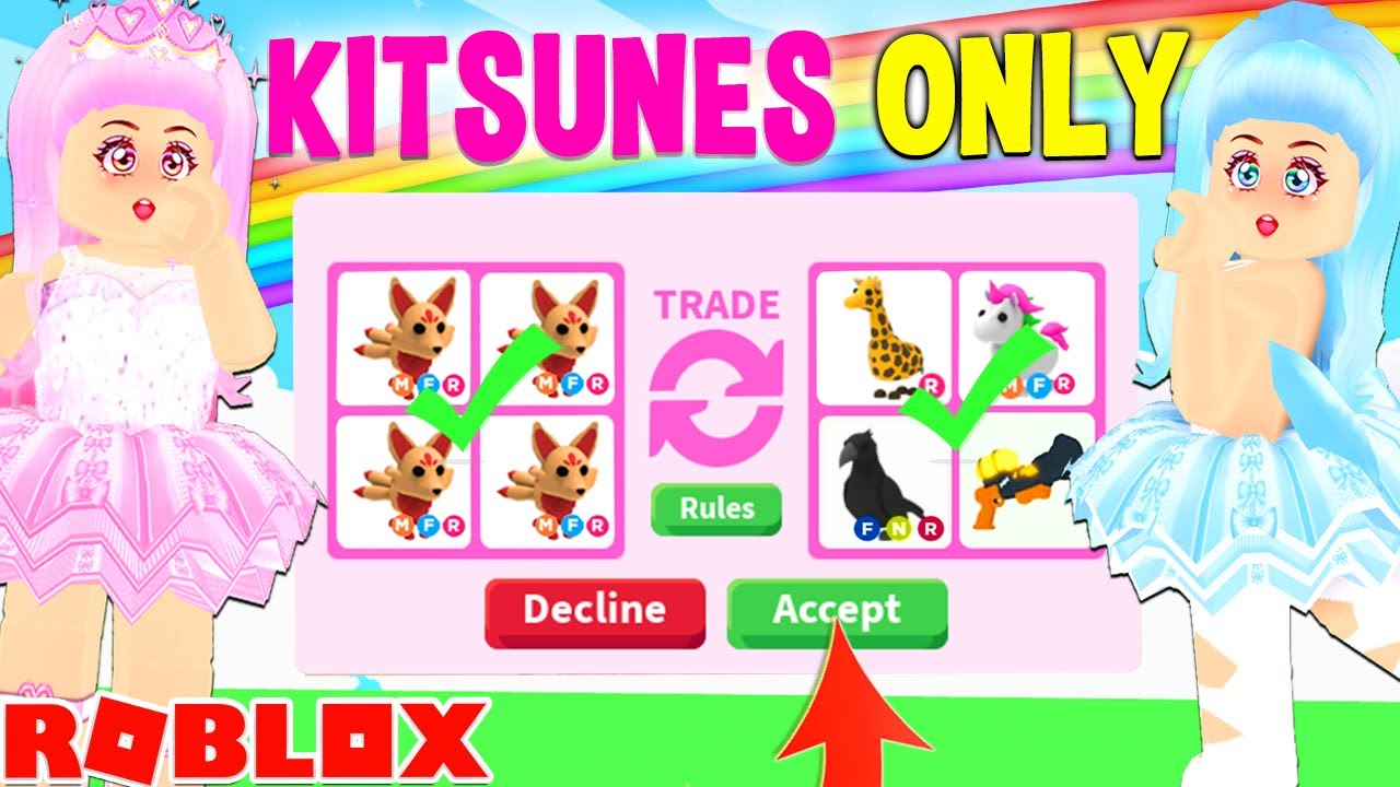 We ONLY TRADED The *NEW* KITSUNE PET FOR 24 HOURS In Adopt Me... Roblox Adopt Me Trade Challenge