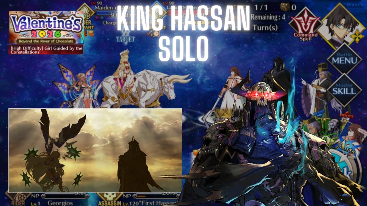 [FGO NA] Valentine's 2026 CQ - Girl Guided by the Constellations - King Hassan Solo
