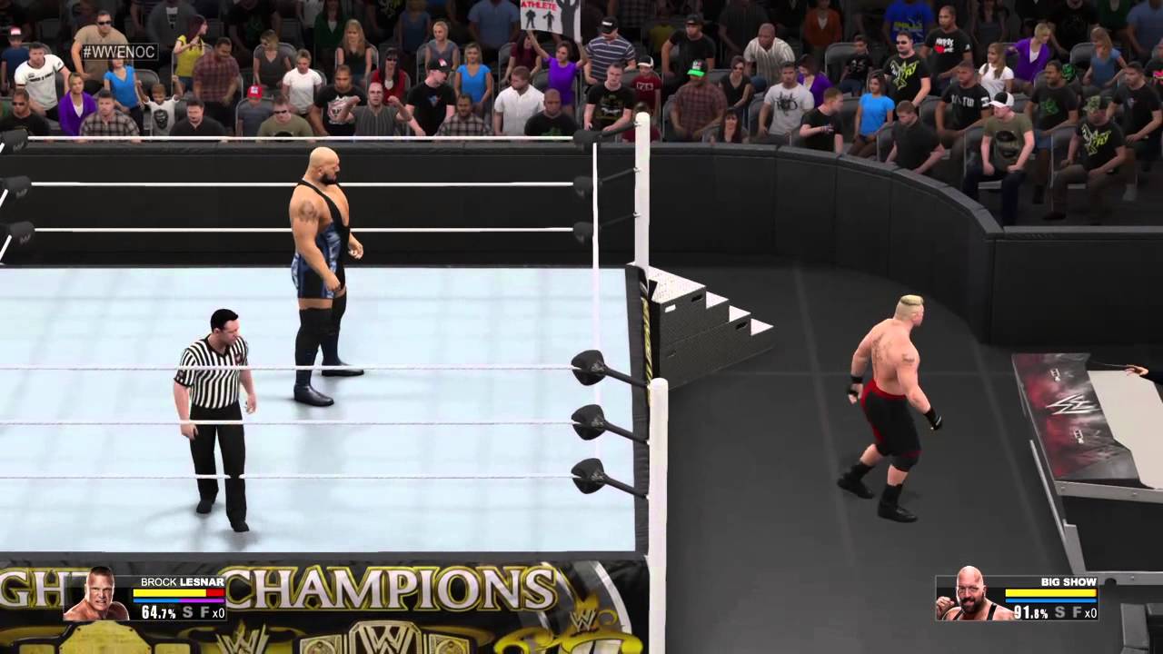 WWE 2K15 Gameplay Brock Lesnar vs Big Show RING BREAKS